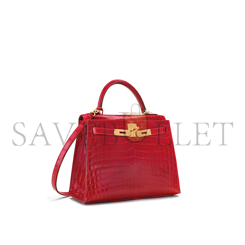 H**mes master shiny chinese red alligator kelly 28 with gold hardware (28*22*10cm)
